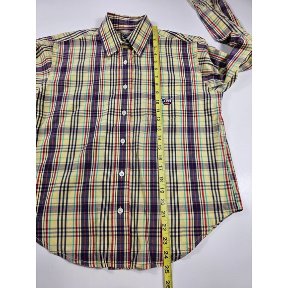 Vintage Bright plaid Cruel Girl Womens Western Button up sz S *STAIN* - Picture 7 of 8